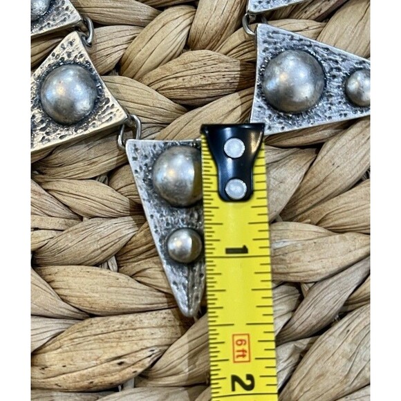 BRUTALIST NECKLACE VINTAGE Antique Silver Mid Century Modern Coachella - Picture 6 of 7